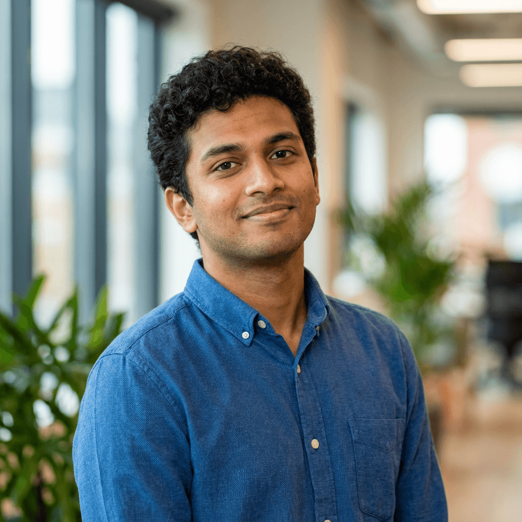 Arun Singh in a collared shirt indoors