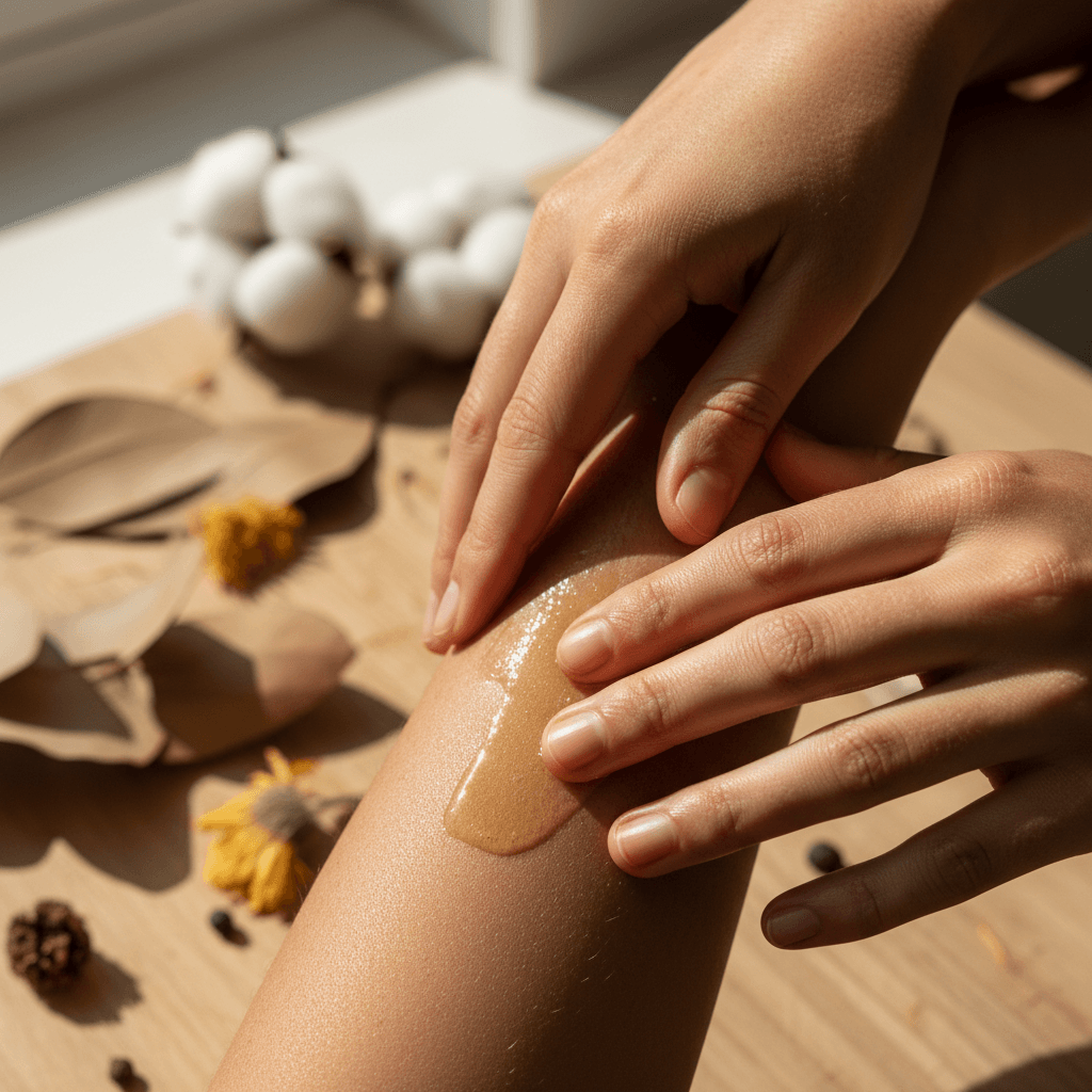 Hands gently applying nail oil on clean nails